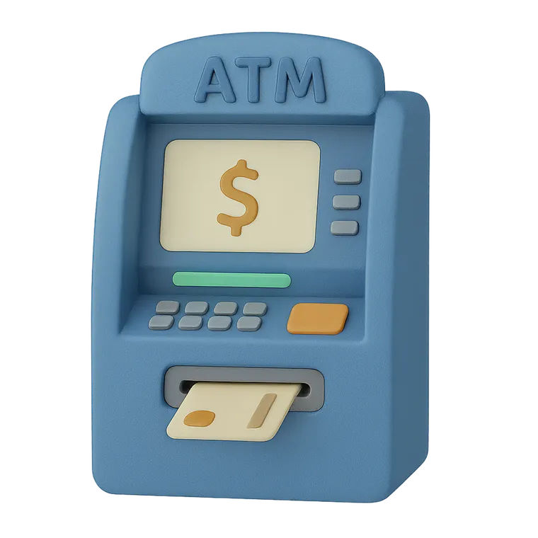 藍色卡通 ATM 插圖，代表屯門比特幣 ATM